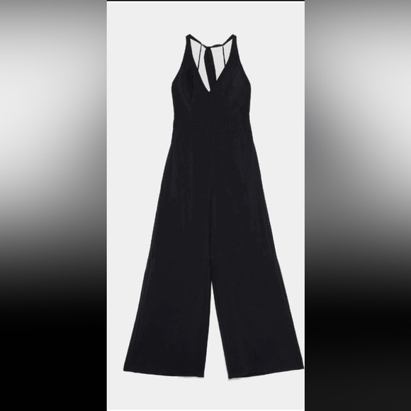 ZARA BLACK MODAL LONG FLOWY OPEN BACK JUMPSUIT $79.90 - Picture 5 of 5